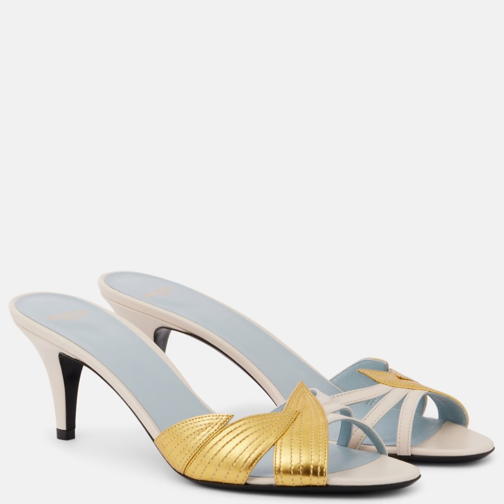 Valentina Gold and White Heels with Sophisticated Design